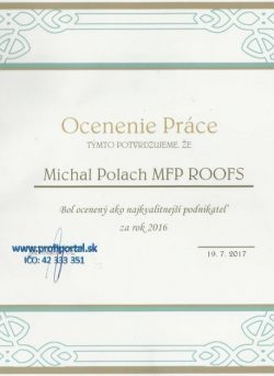 Certifikát ocenenie práce Profiportal