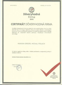 Certifikát - Dôveryhodná firma 2015