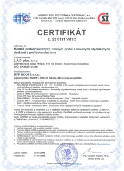 Certifikát - Lad Plus väzníkový krov