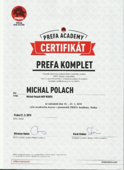 Certifikát - Prefa 2018